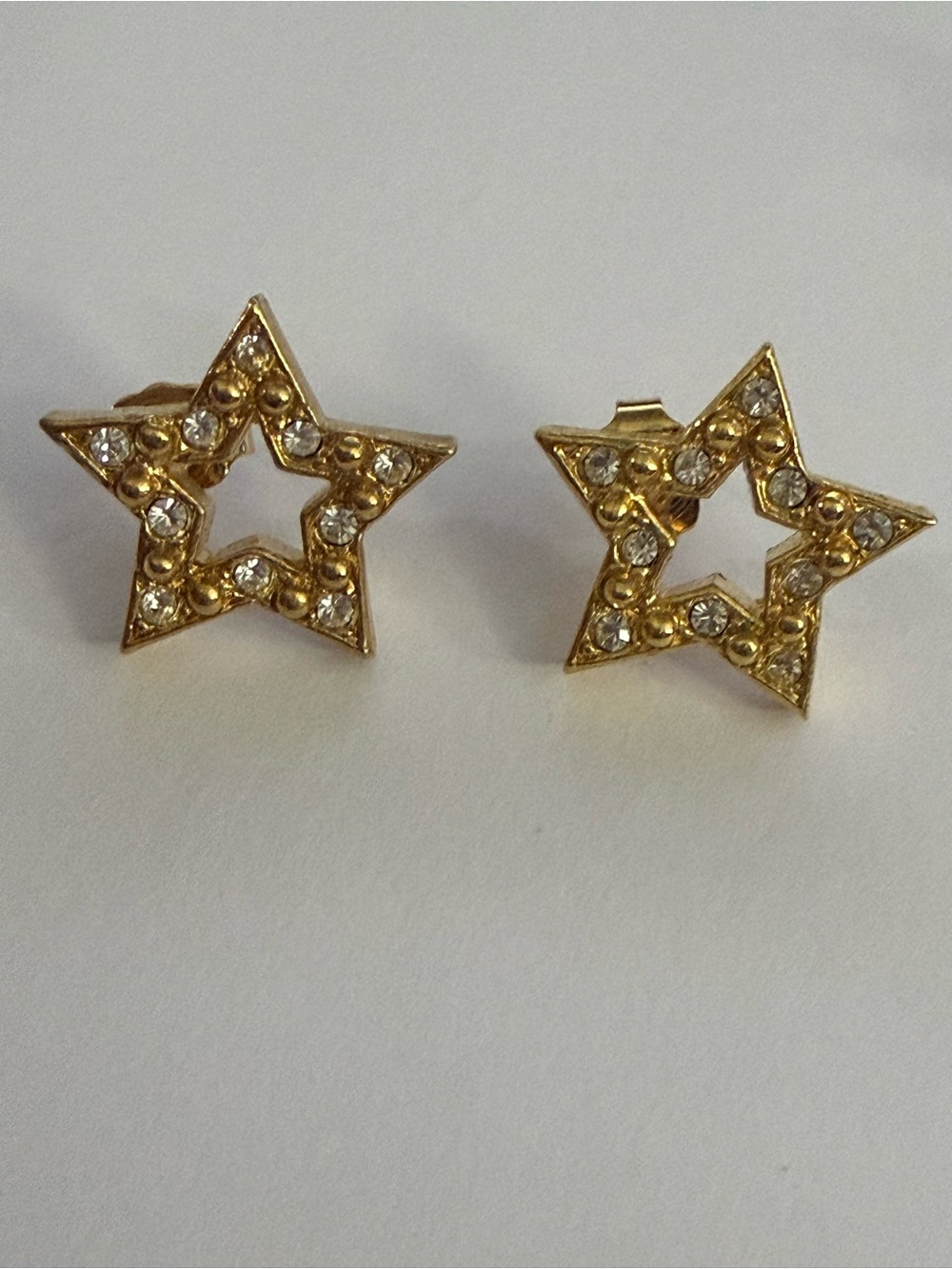Avon Gold Star Crystal Stud Earrings